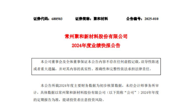 聚和材料：2024年营收同比增长21.61%