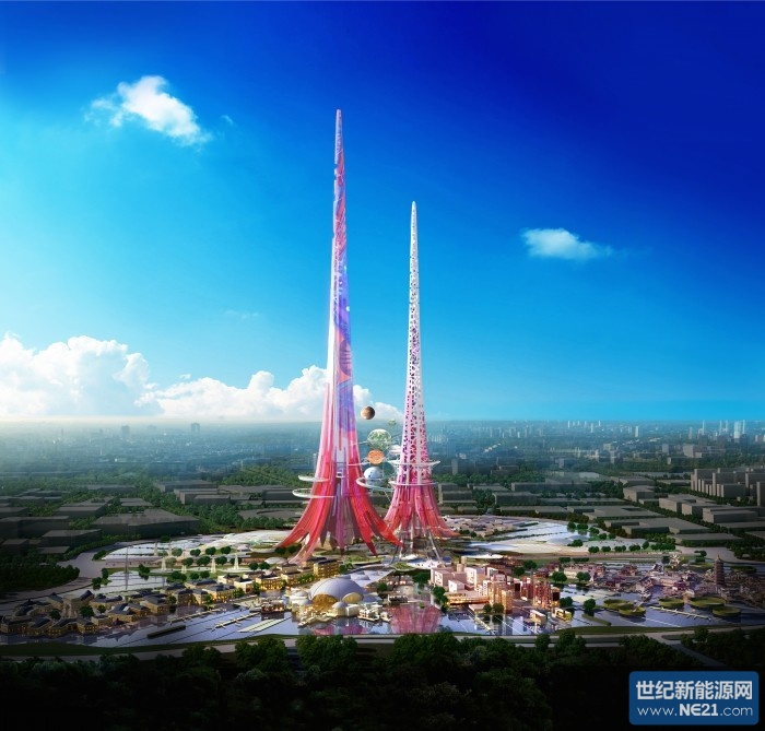 “凤凰塔”充满各种高科技 较高塔外面将覆盖光伏板收集太阳能 “凤凰塔”充满各种高科技 较高塔外面将覆盖光伏板收集太阳能