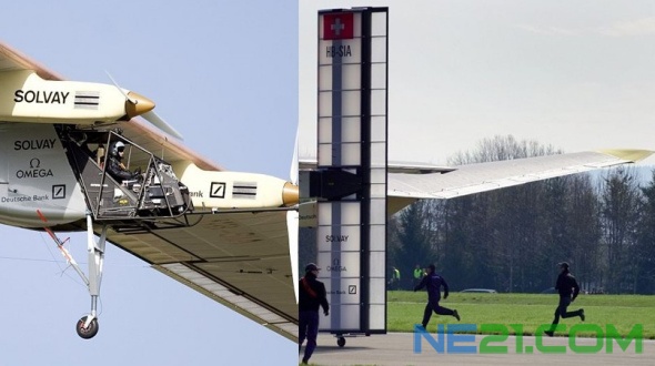 这架单座飞机制造时得到多家赞助（左），地面人员在飞机起飞时进行调度安排