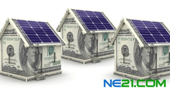 Houses mad of US Dollars and Solar Panels