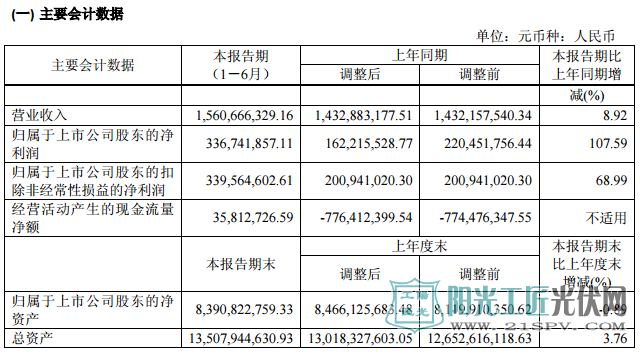 林洋能源:上半年营收15.6亿 净利润同比增长107.59%