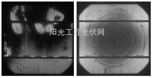 图3 样片1EL 测试 图4 样片2EL 测试