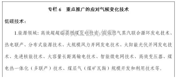 重点推广的应对气候变化技术